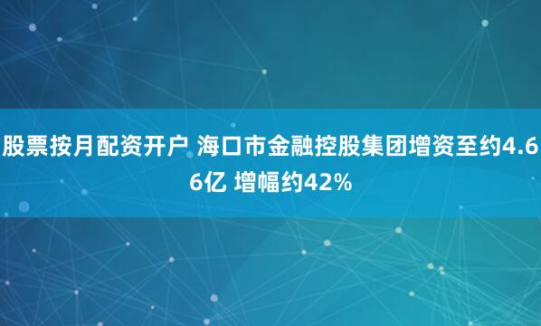 股票按月配资开户 海口市金融控股集团增资至约4.66亿 增幅约42%